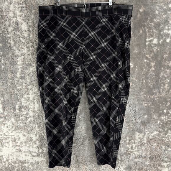 Torrid Plus Size 4 Plaid Ankle Stretch Casual Leggings Pull On Pants Black - Picture 1 of 8